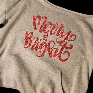 Gray off shoulder knit top XL